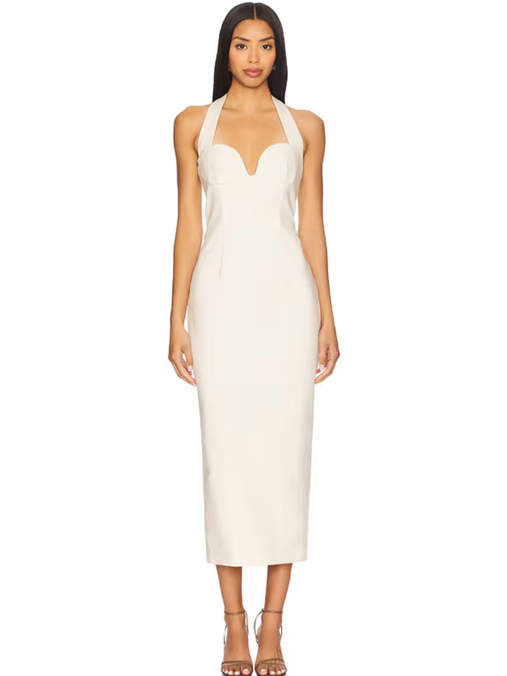 Camila Coelho Cream Halter Midi Dress